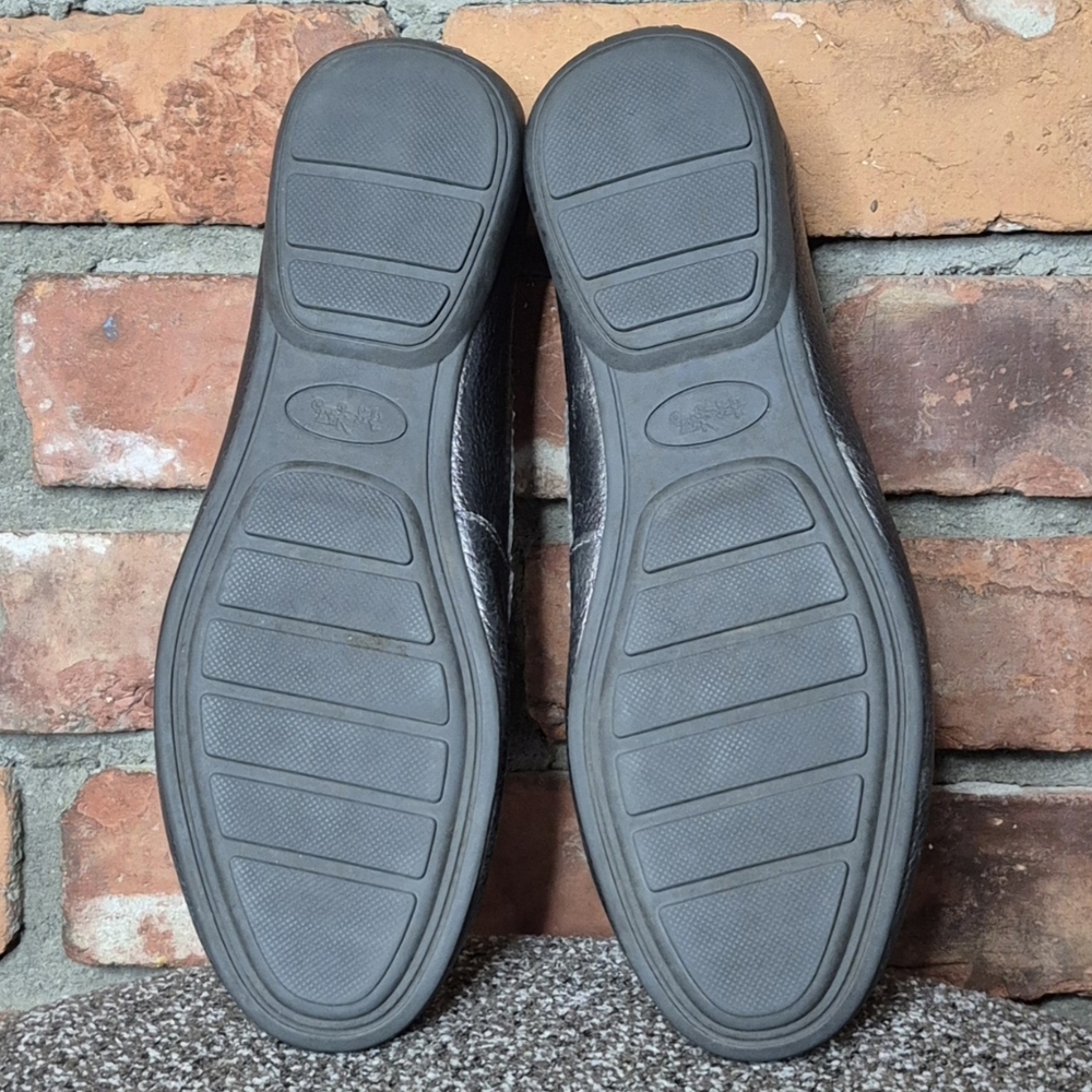 Coach Odette Metallic Pebbled Leather Loafers Size 7.5B Gunmetal Driving Shoes - Picture 10 of 11